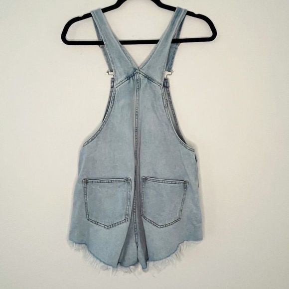 Wild Fable Distressed Frayed Raw Hem Shortalls Bib Overall Shorts XS - Picture 8 of 14